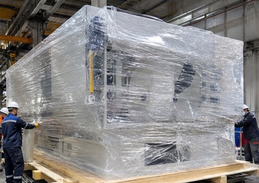 Упаковка оборудования в цеху производителя